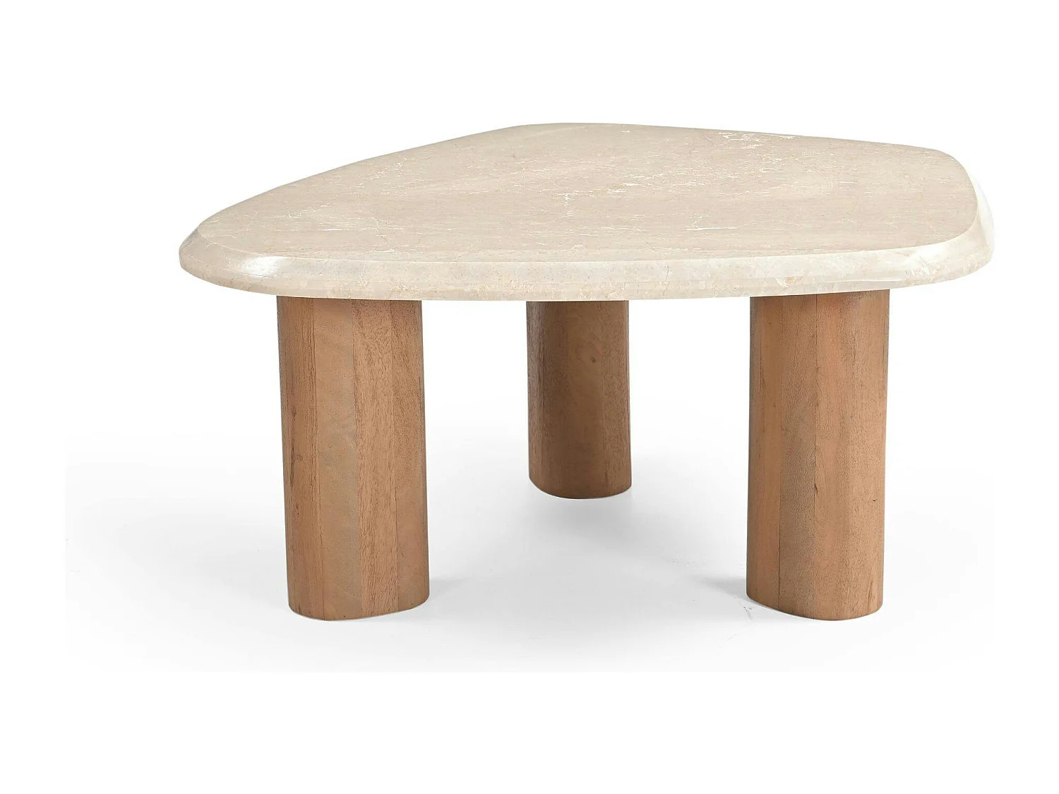 Table basse travertin bois design organique DUOMO