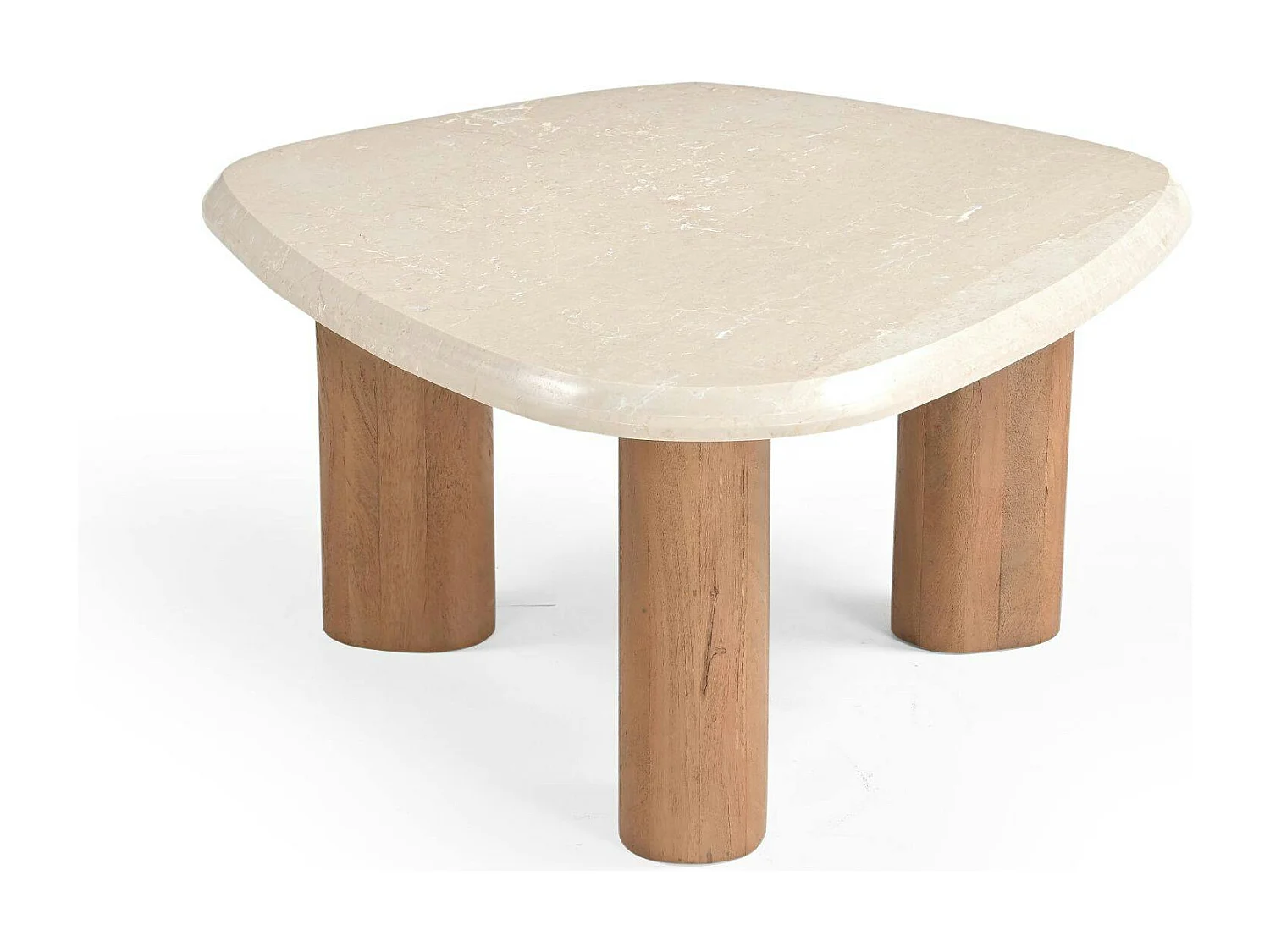 Table basse travertin bois design organique DUOMO