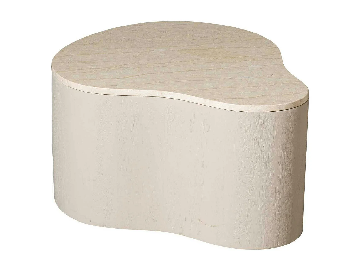 Table basse design organique marbre bois sable 77 cm DUOMO