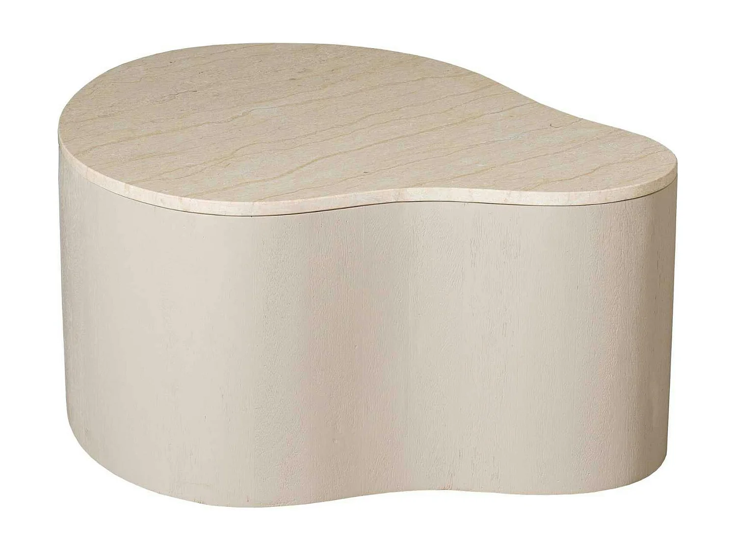Table basse design organique marbre bois sable 77 cm DUOMO
