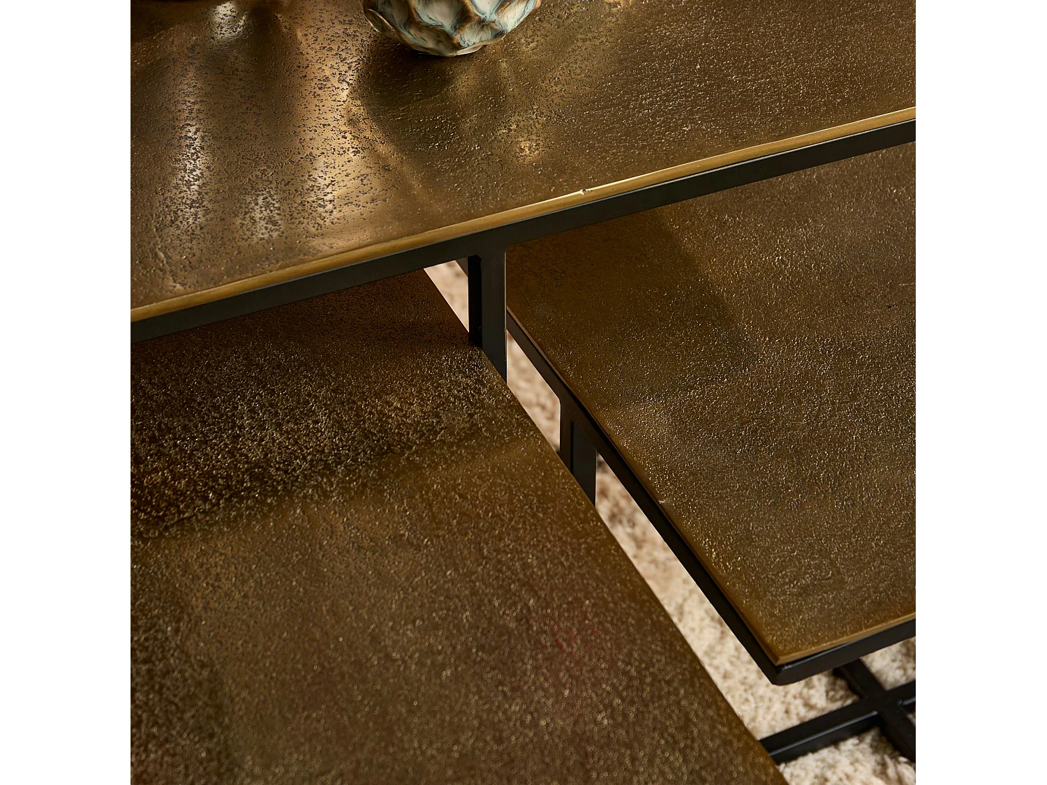 Table basse gigogne graphique à pieds croisés (lot de 3) KANO