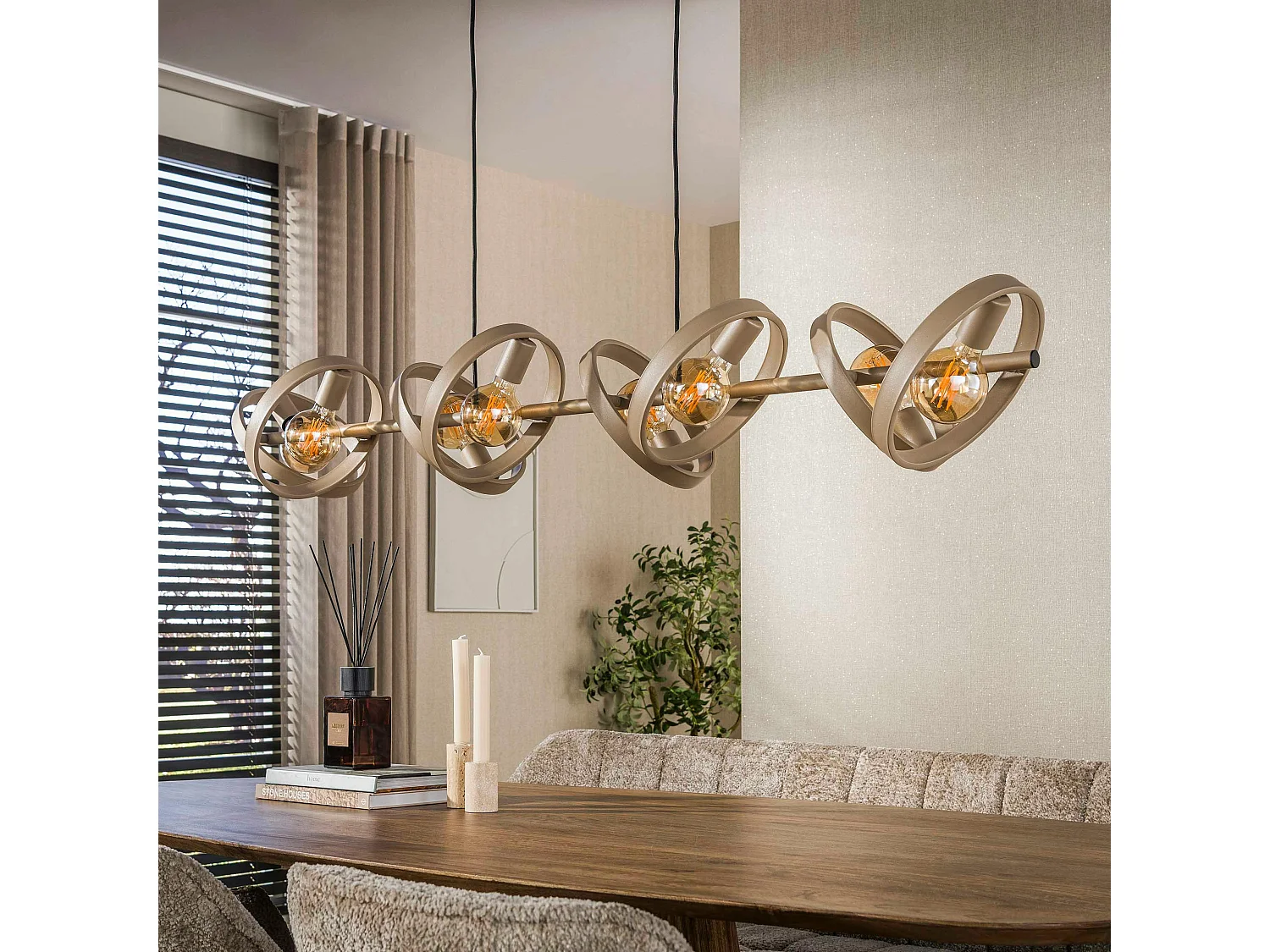 Suspension de table beige 8 anneaux mobiles RALF