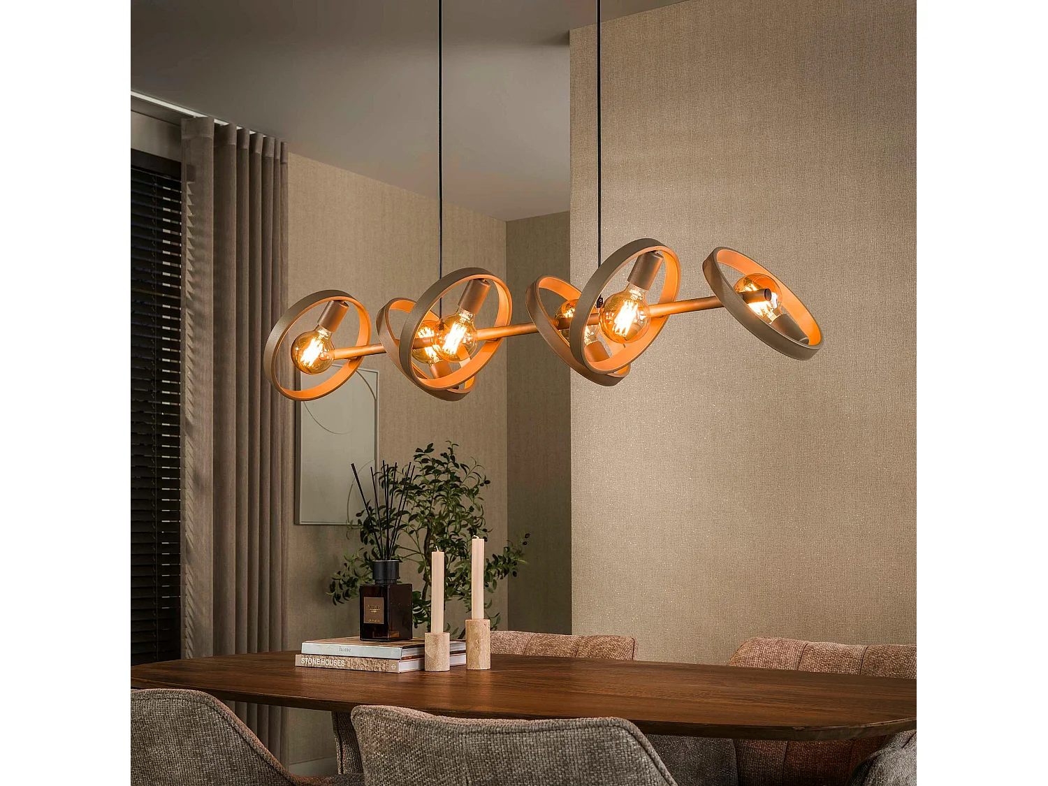 Suspension de table beige 6 anneaux mobiles RALF