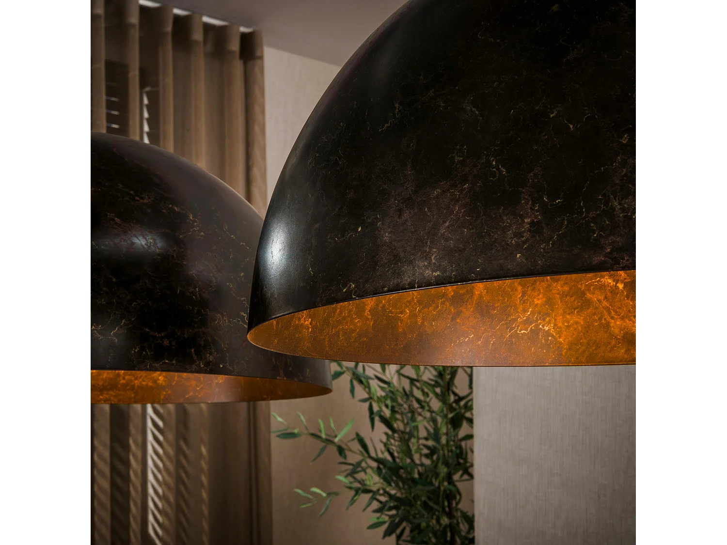 Suspension de table en métal 2 dômes bruns NIAGARA