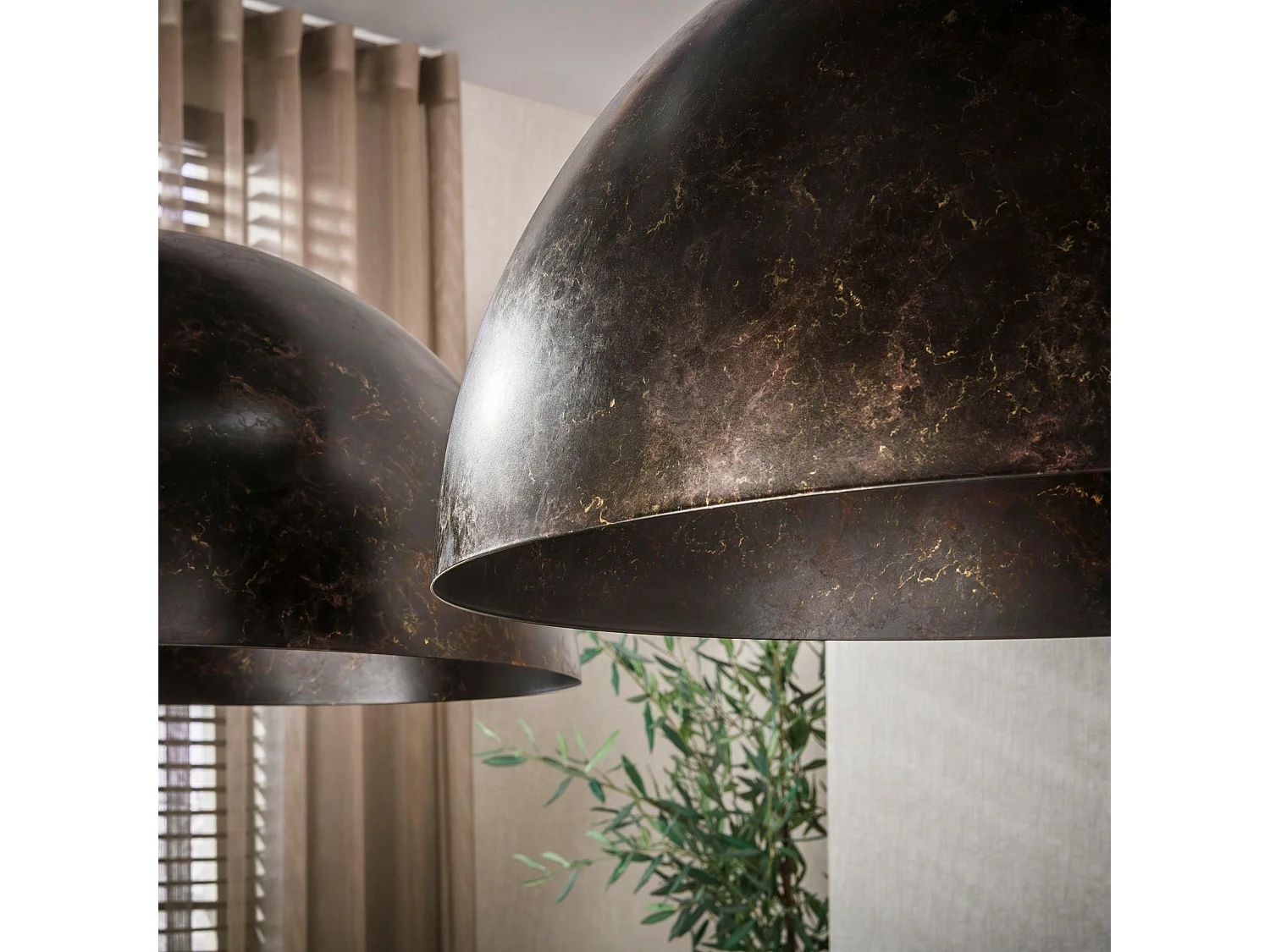 Suspension de table en métal 2 dômes bruns NIAGARA