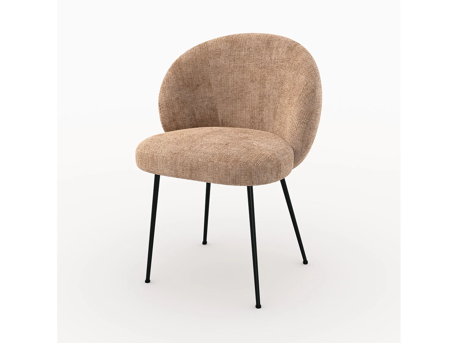 Silla de terciopelo color café crema y metal negro - Bloomy