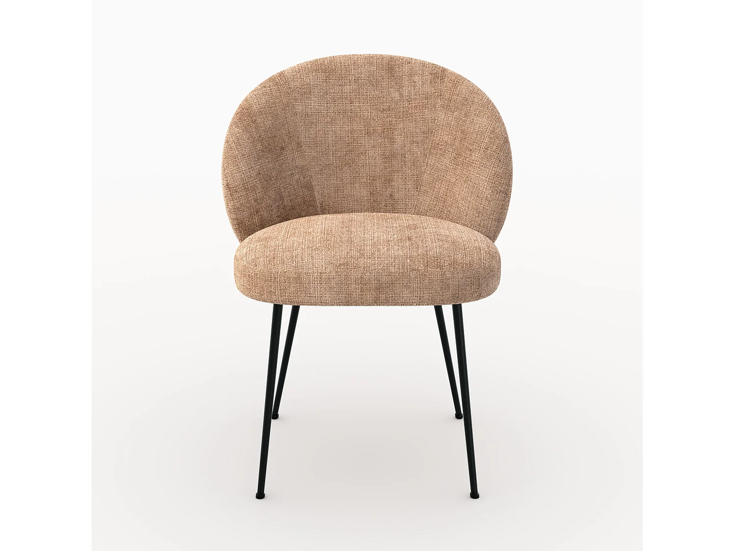 Silla de terciopelo color café crema y metal negro - Bloomy