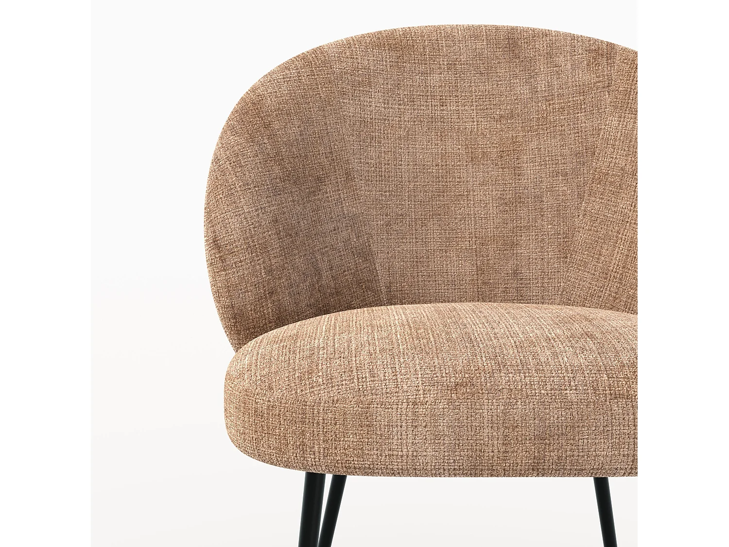 Silla de terciopelo color café crema y metal negro - Bloomy