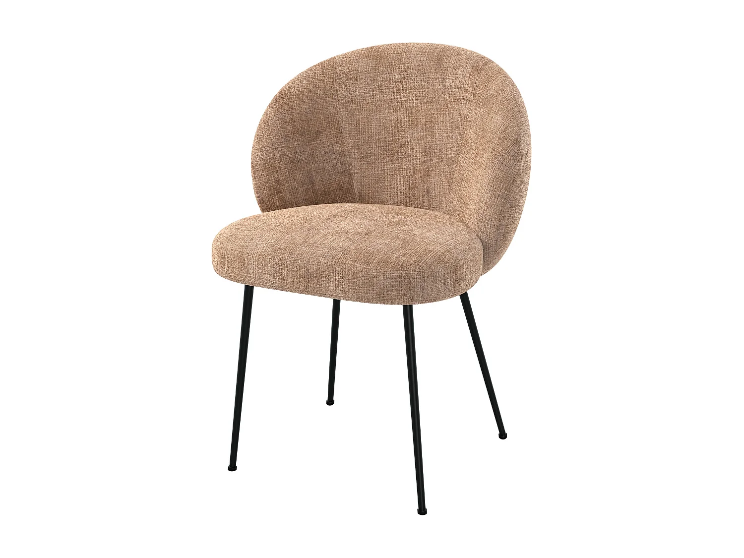 Sedia in velluto chenille marrone glacé e metallo nero - Bloomy
