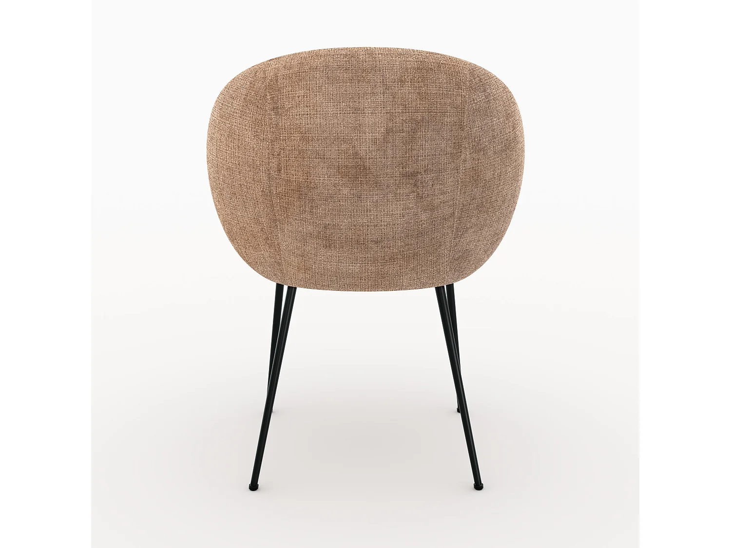 Sedia in velluto chenille marrone glacé e metallo nero - Bloomy