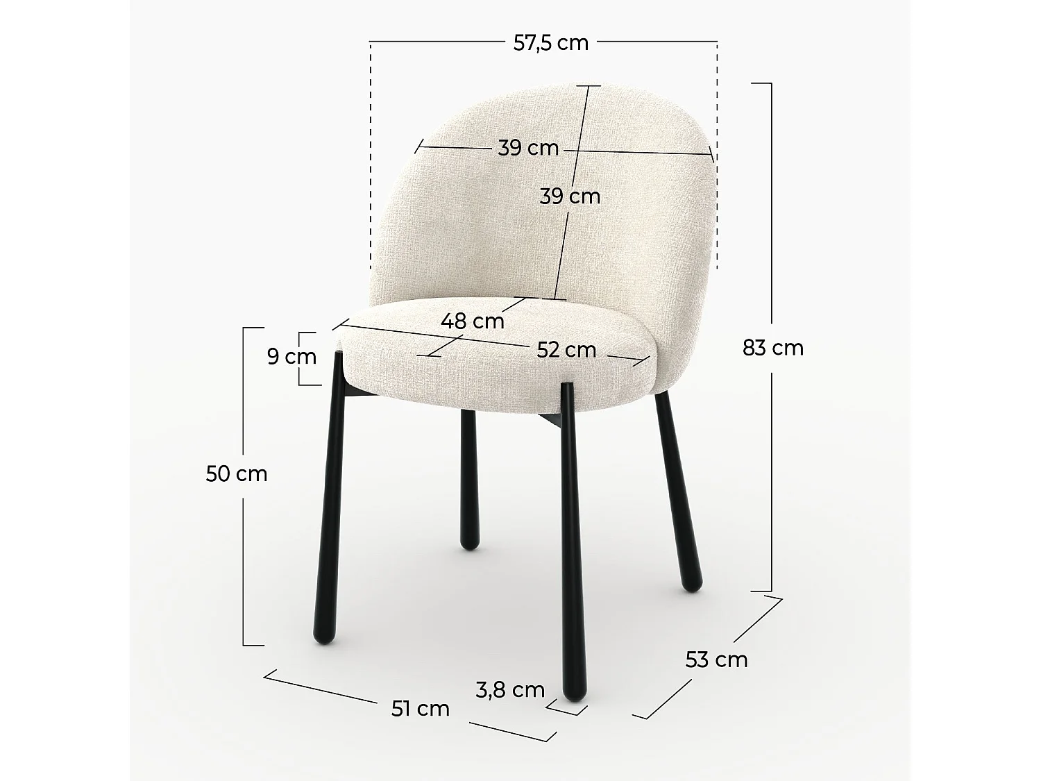 Lote de 2 sillas de terciopelo crudo y metal negro - Pulpy