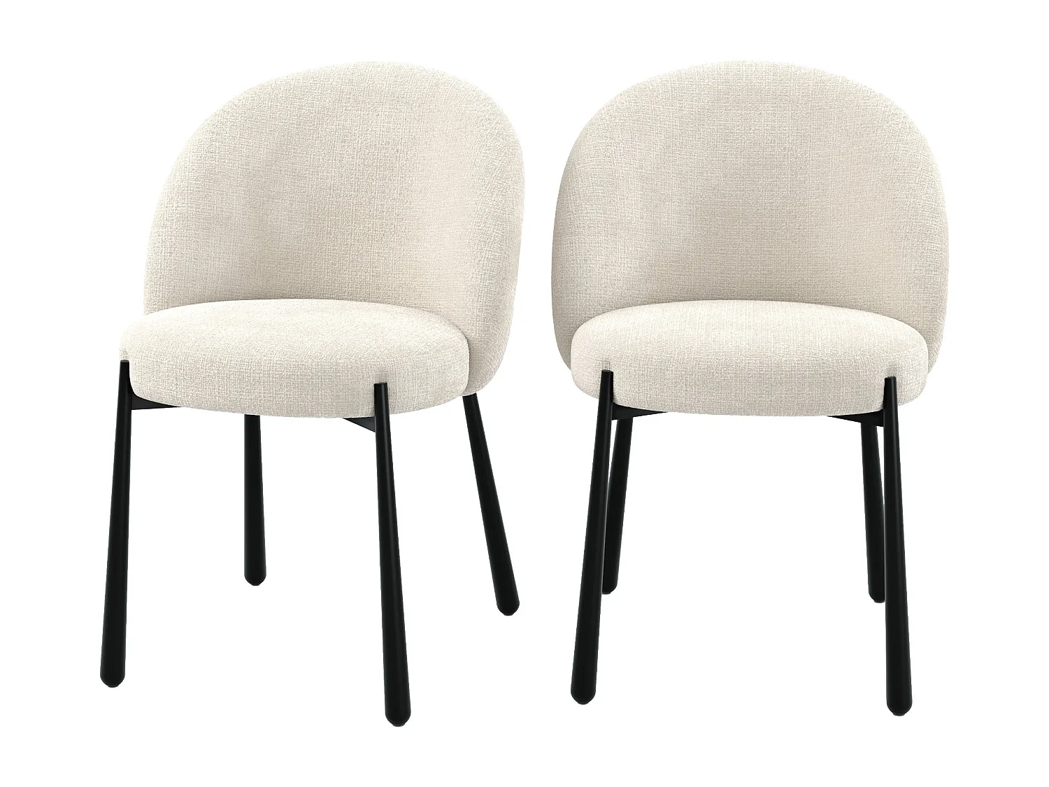 Set di 2 sedie in velluto chenille e metallo nero - Pulpy
