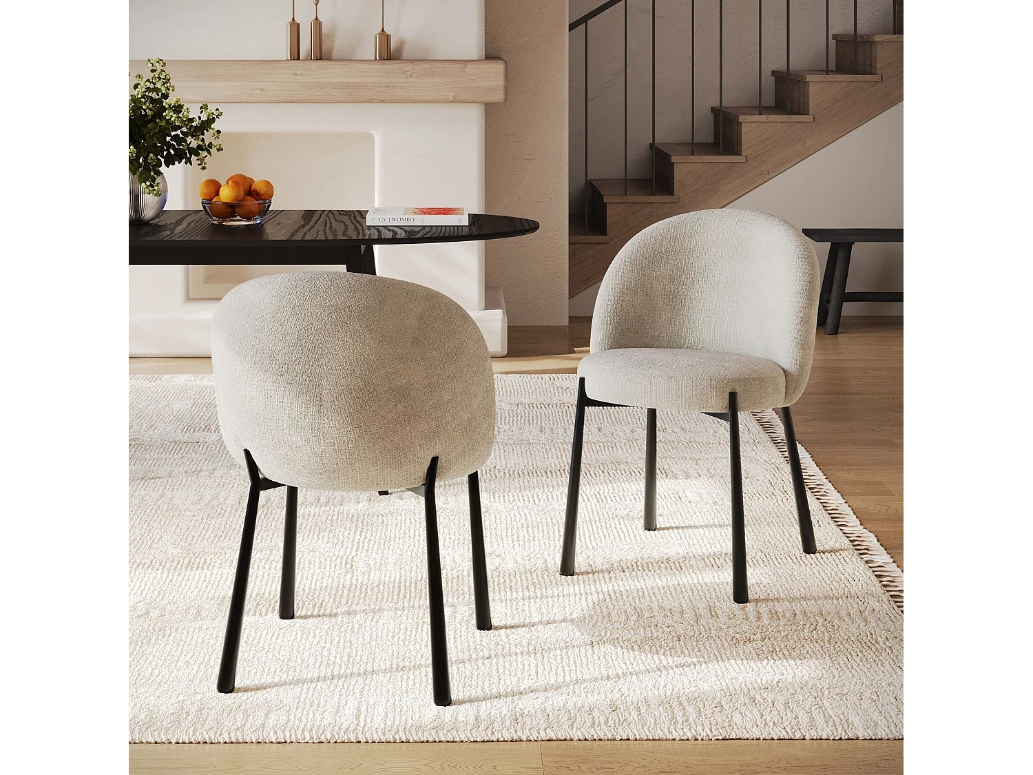Set di 2 sedie in velluto chenille e metallo nero - Pulpy
