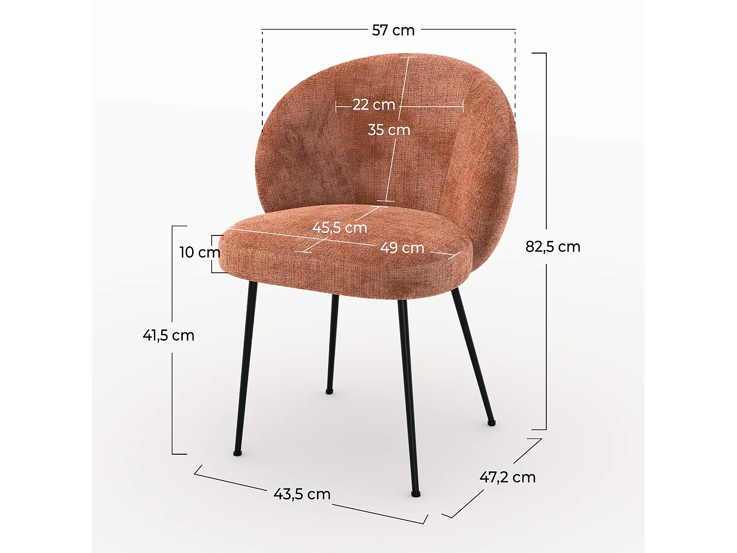 Silla de terciopelo terracota y metal negro - Bloomy