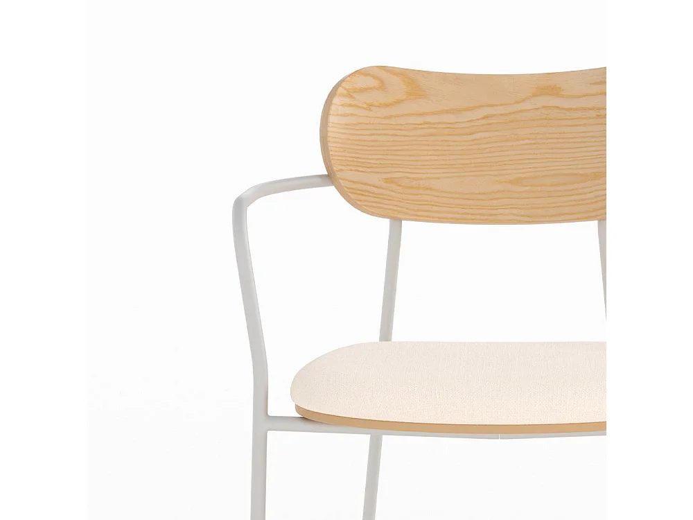 Set di 2 sedie in tessuto beige e impiallacciatura in legno chiaro - Marine