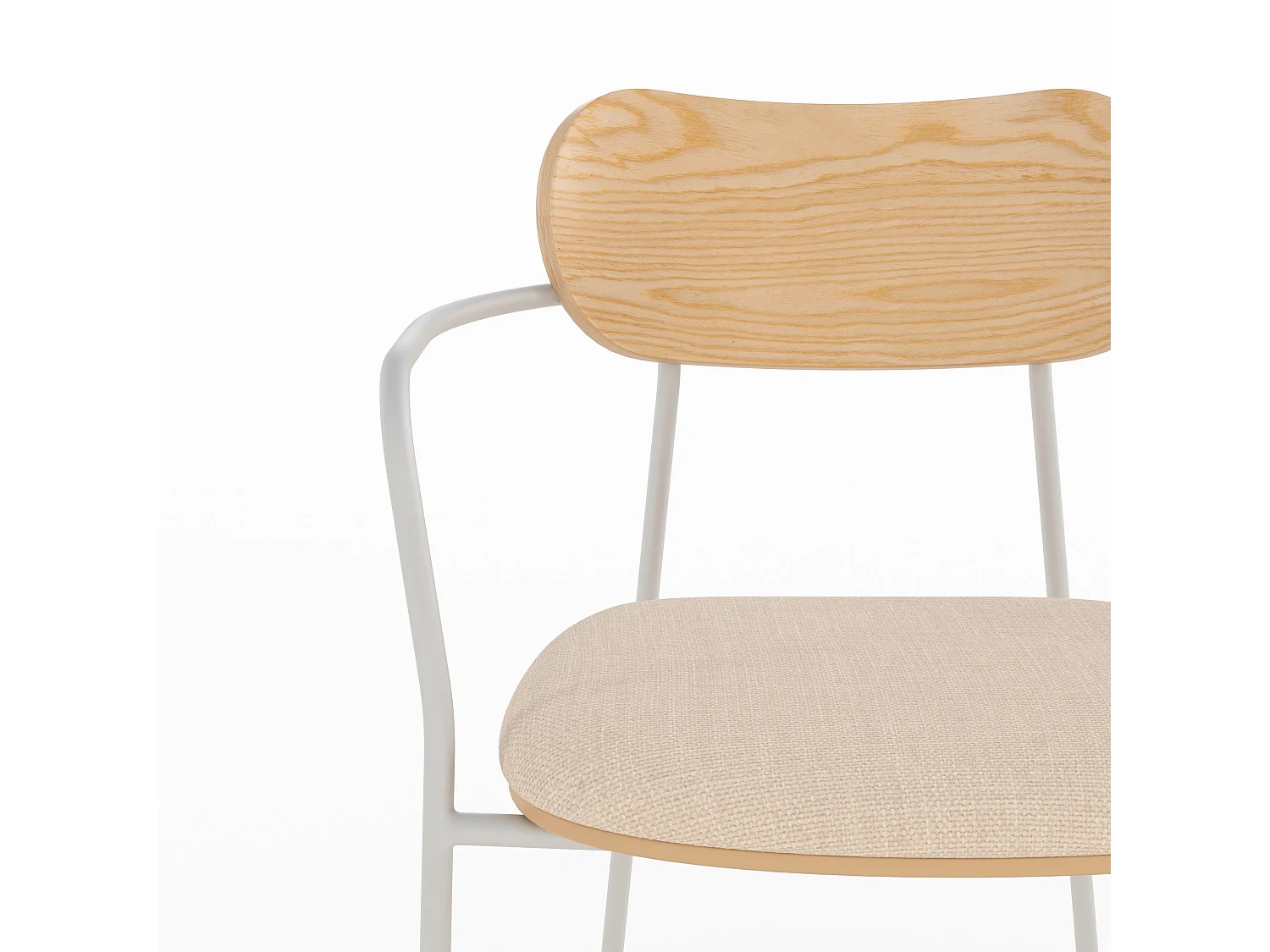 Lot de 2 chaises en tissu beige et placage en bois clair - Marine