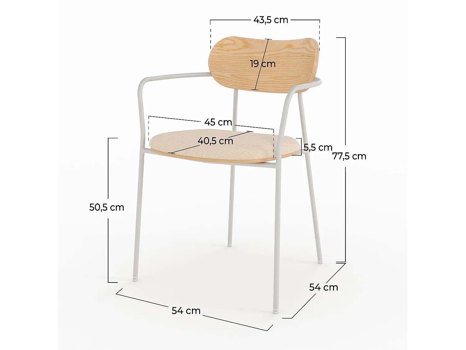 Lot de 2 chaises en tissu beige et placage en bois clair - Marine