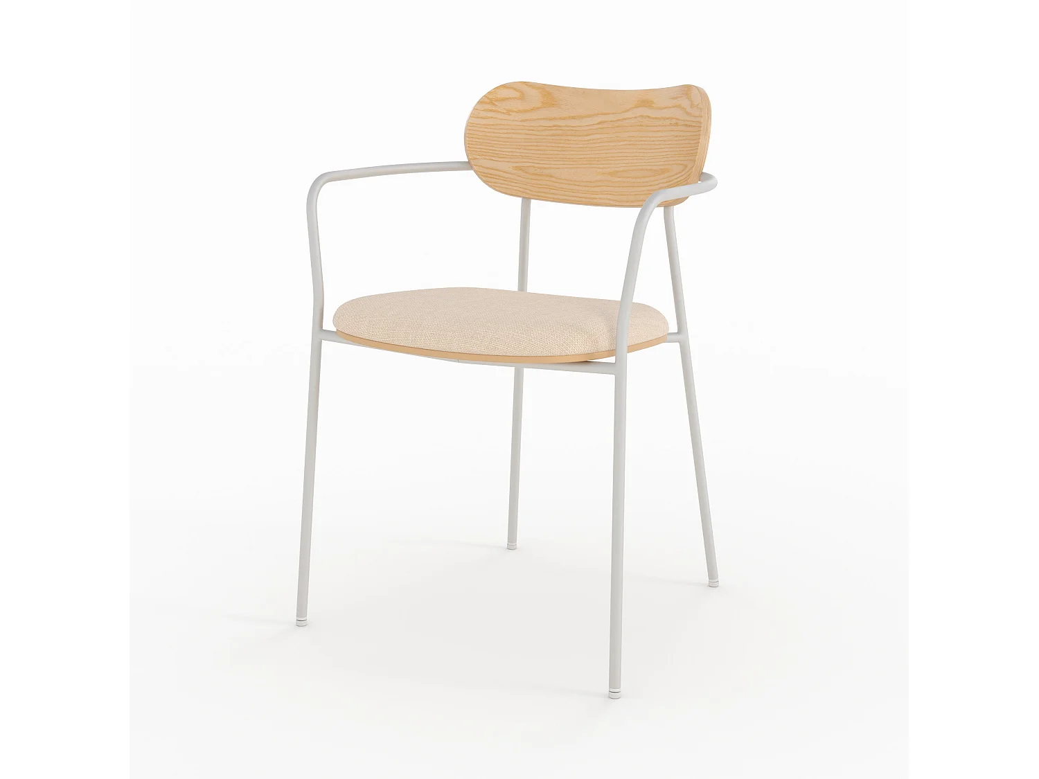 Lot de 2 chaises en tissu beige et placage en bois clair - Marine