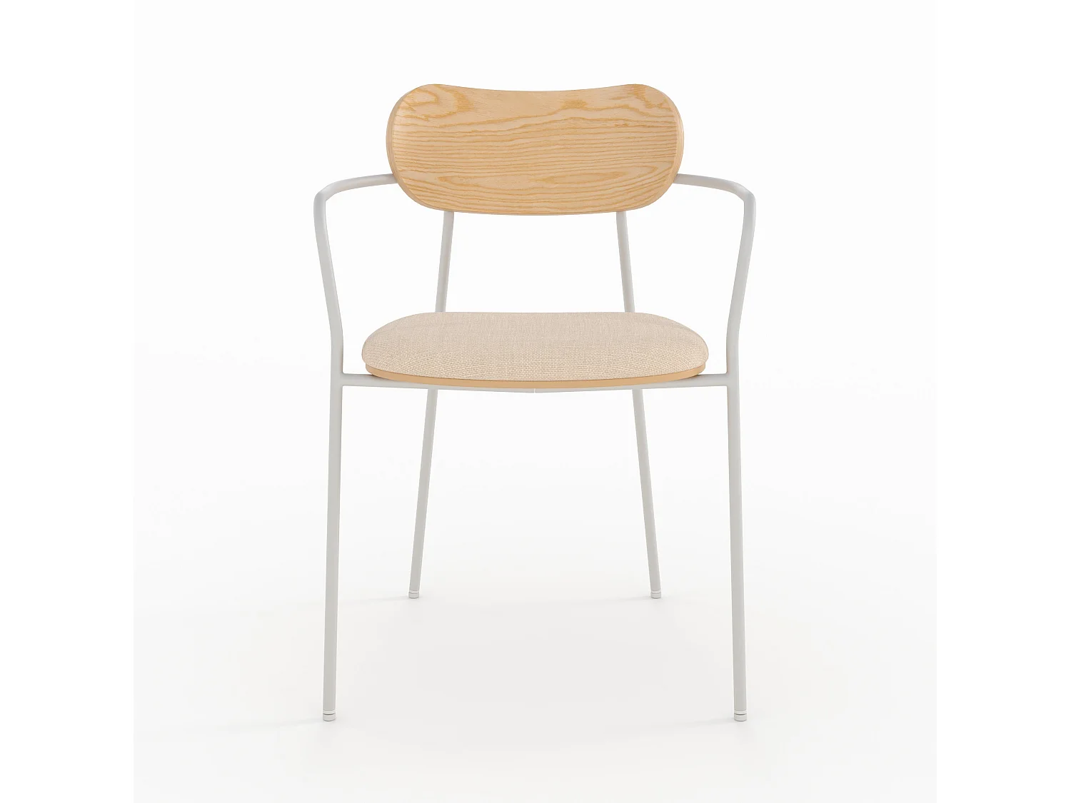 Lot de 2 chaises en tissu beige et placage en bois clair - Marine