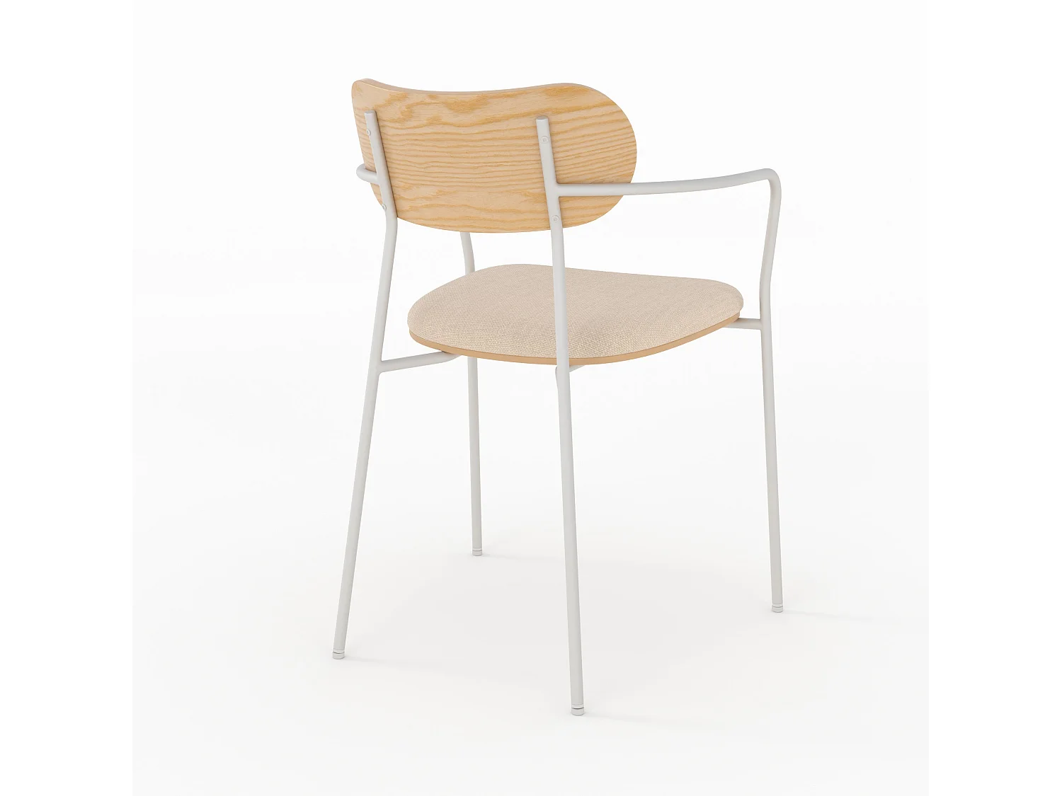 Lot de 2 chaises en tissu beige et placage en bois clair - Marine