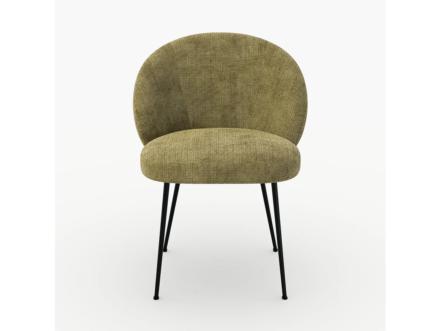 Silla de terciopelo verde oliva y metal negro - Bloomy