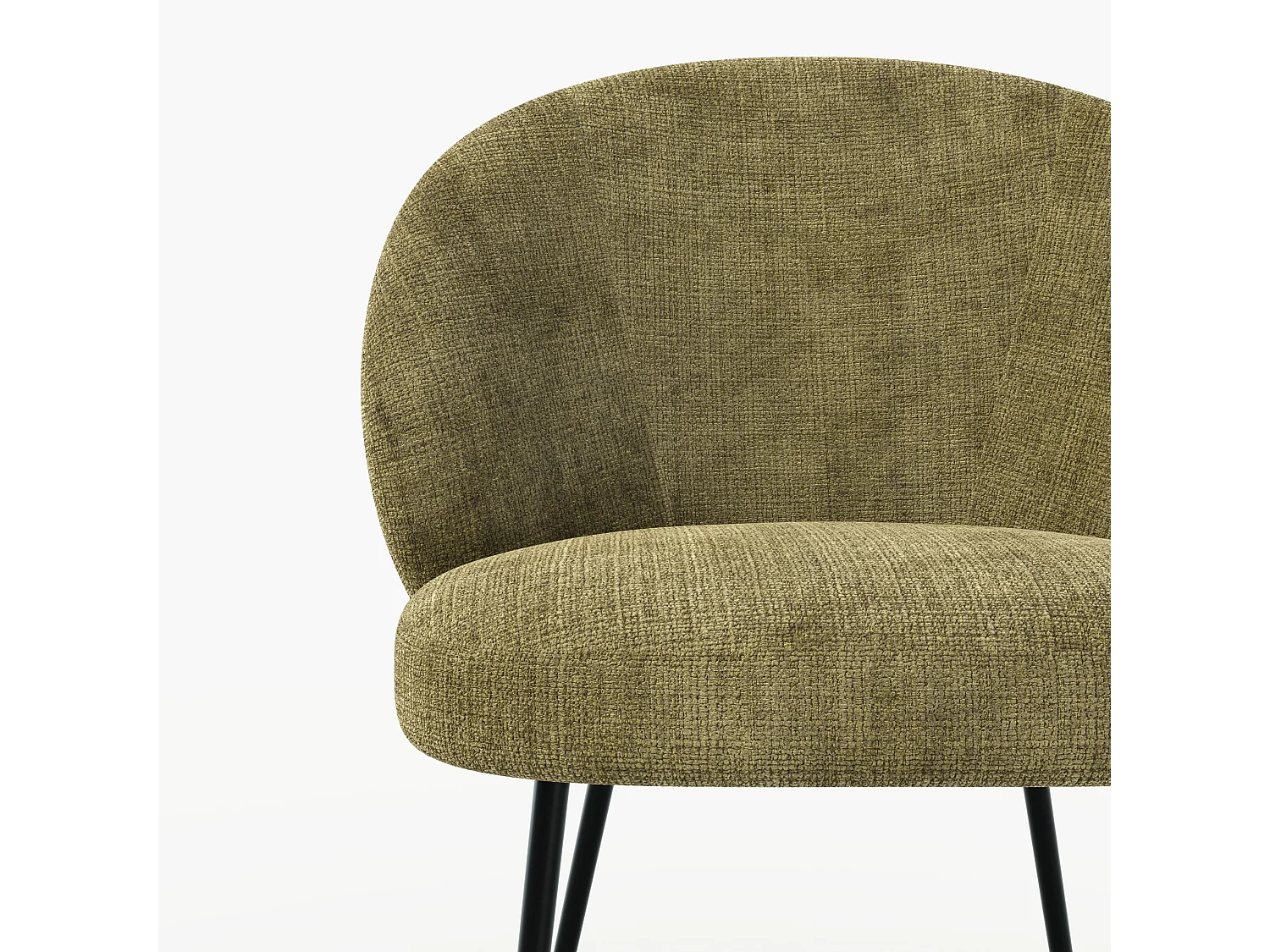 Silla de terciopelo verde oliva y metal negro - Bloomy