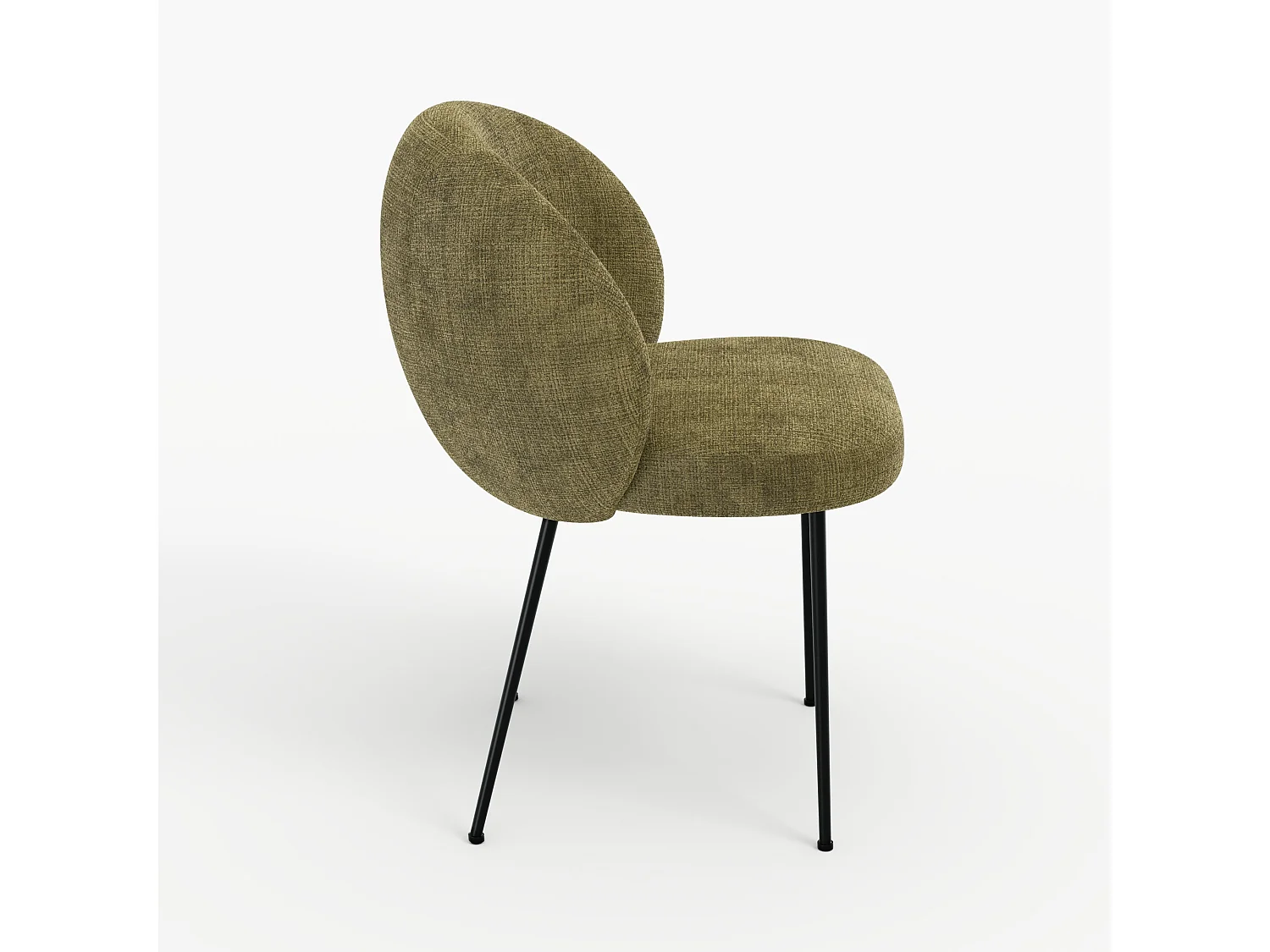 Silla de terciopelo verde oliva y metal negro - Bloomy