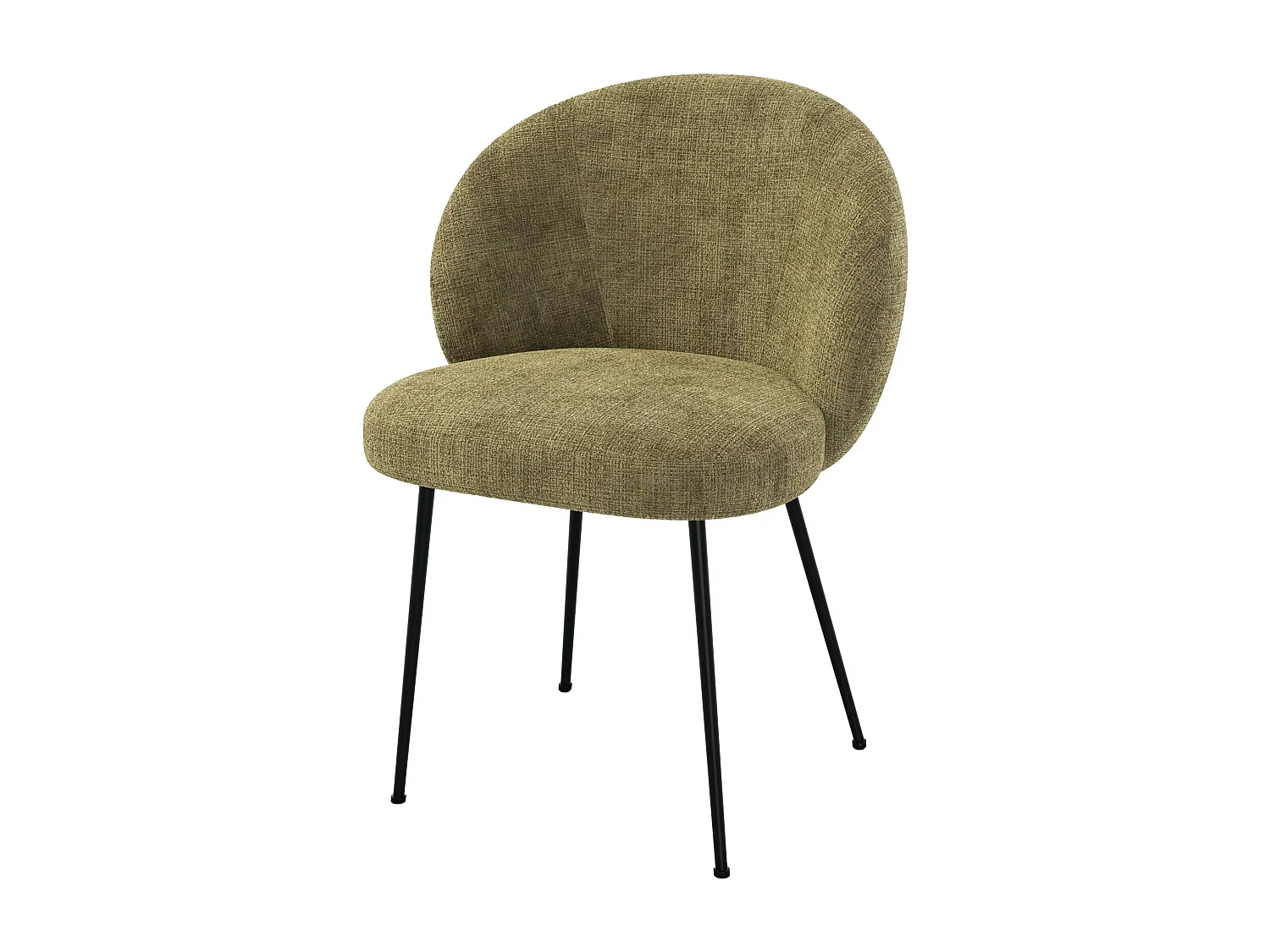 Chaise en velours chenillé vert olive et métal noir - Bloomy