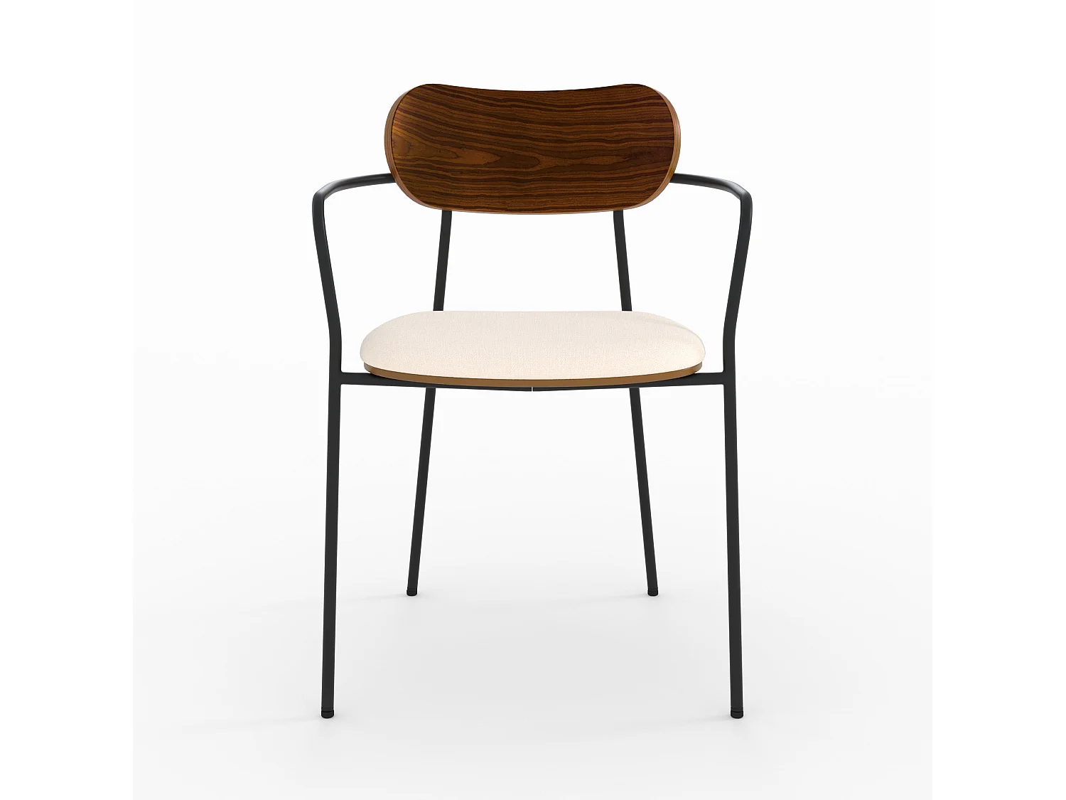 Set di 2 sedie in tessuto beige e impiallacciatura in legno scuro - Marine