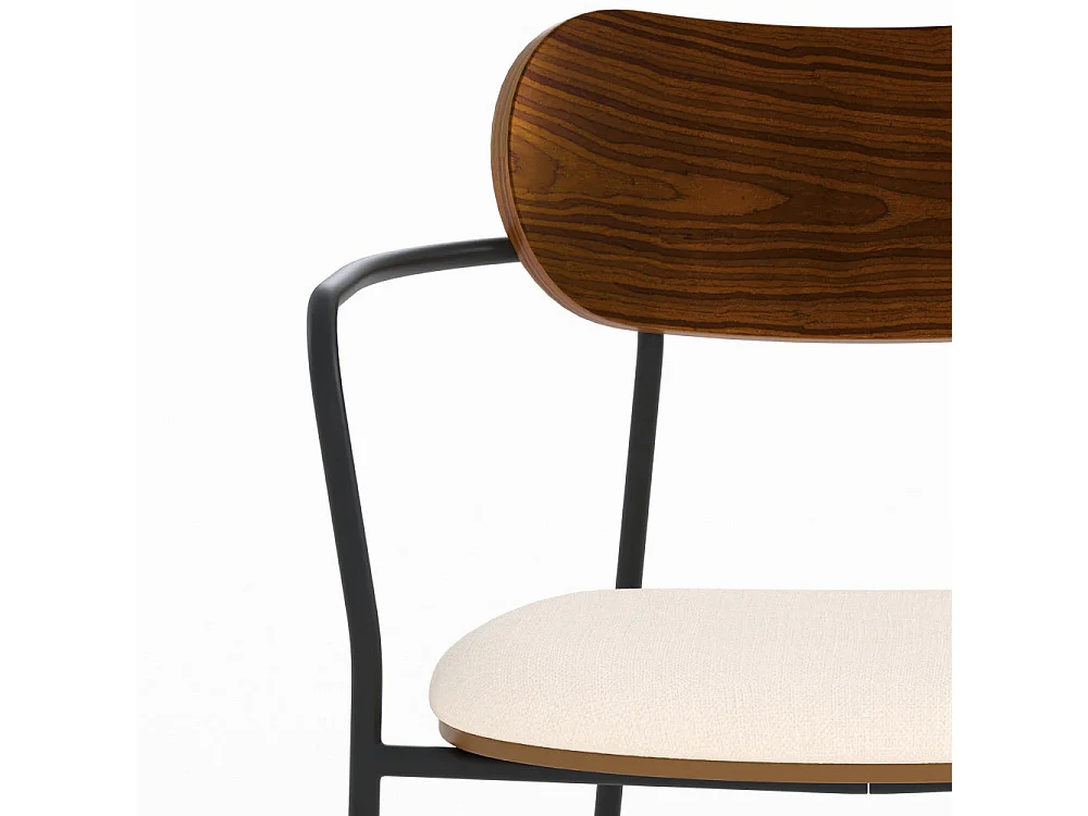 Set di 2 sedie in tessuto beige e impiallacciatura in legno scuro - Marine