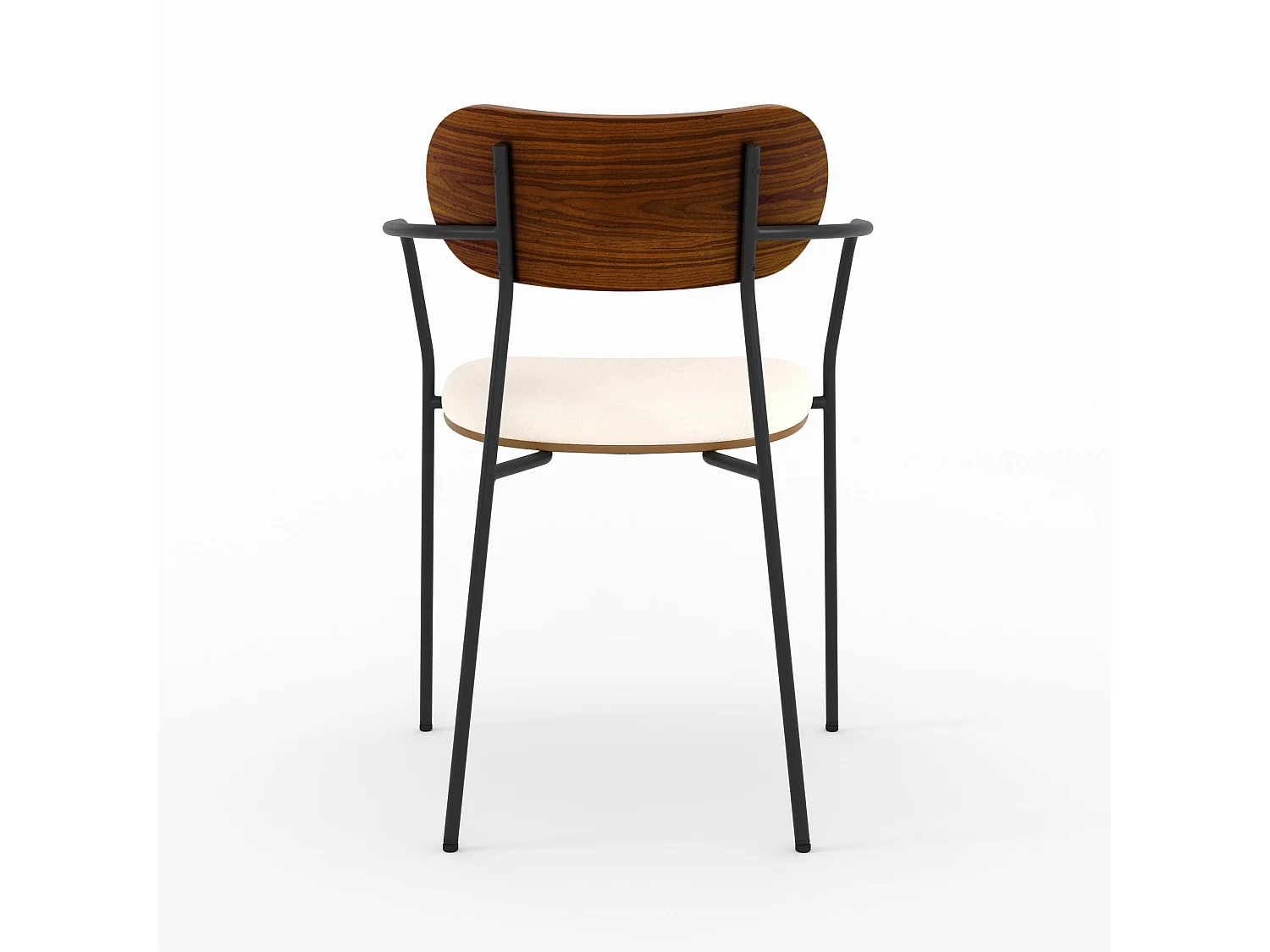 Set di 2 sedie in tessuto beige e impiallacciatura in legno scuro - Marine