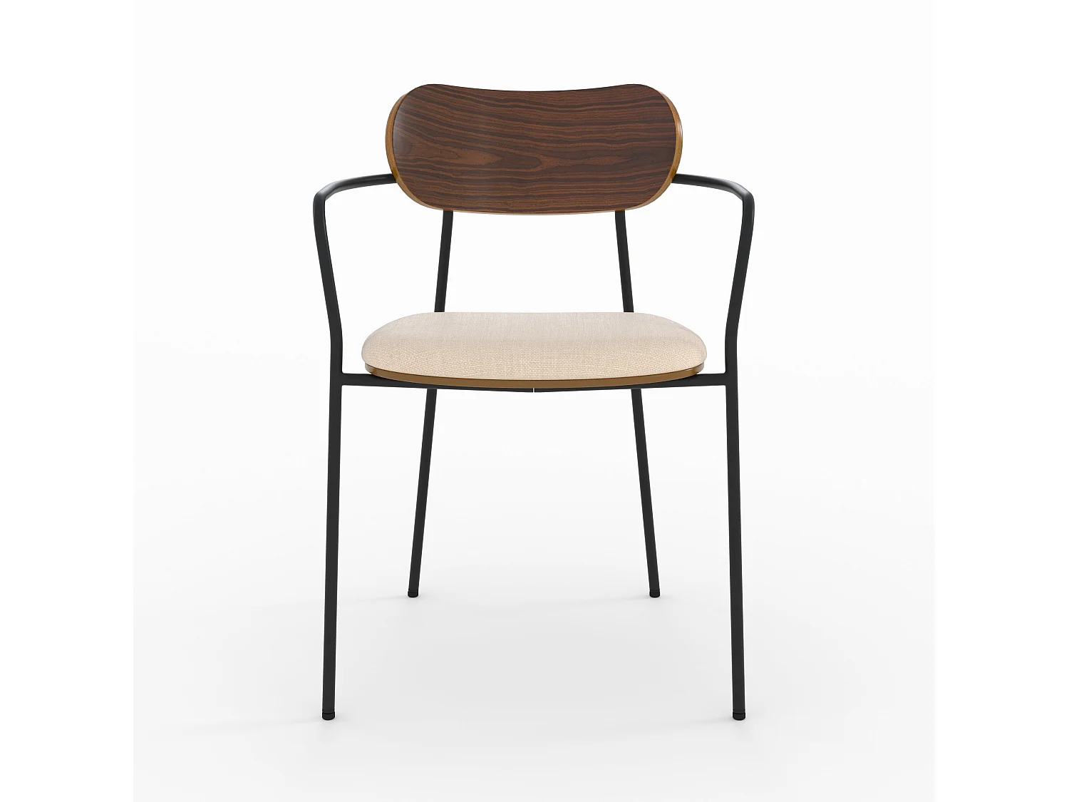 Lot de 2 chaises en tissu beige et placage en bois foncé - Marine