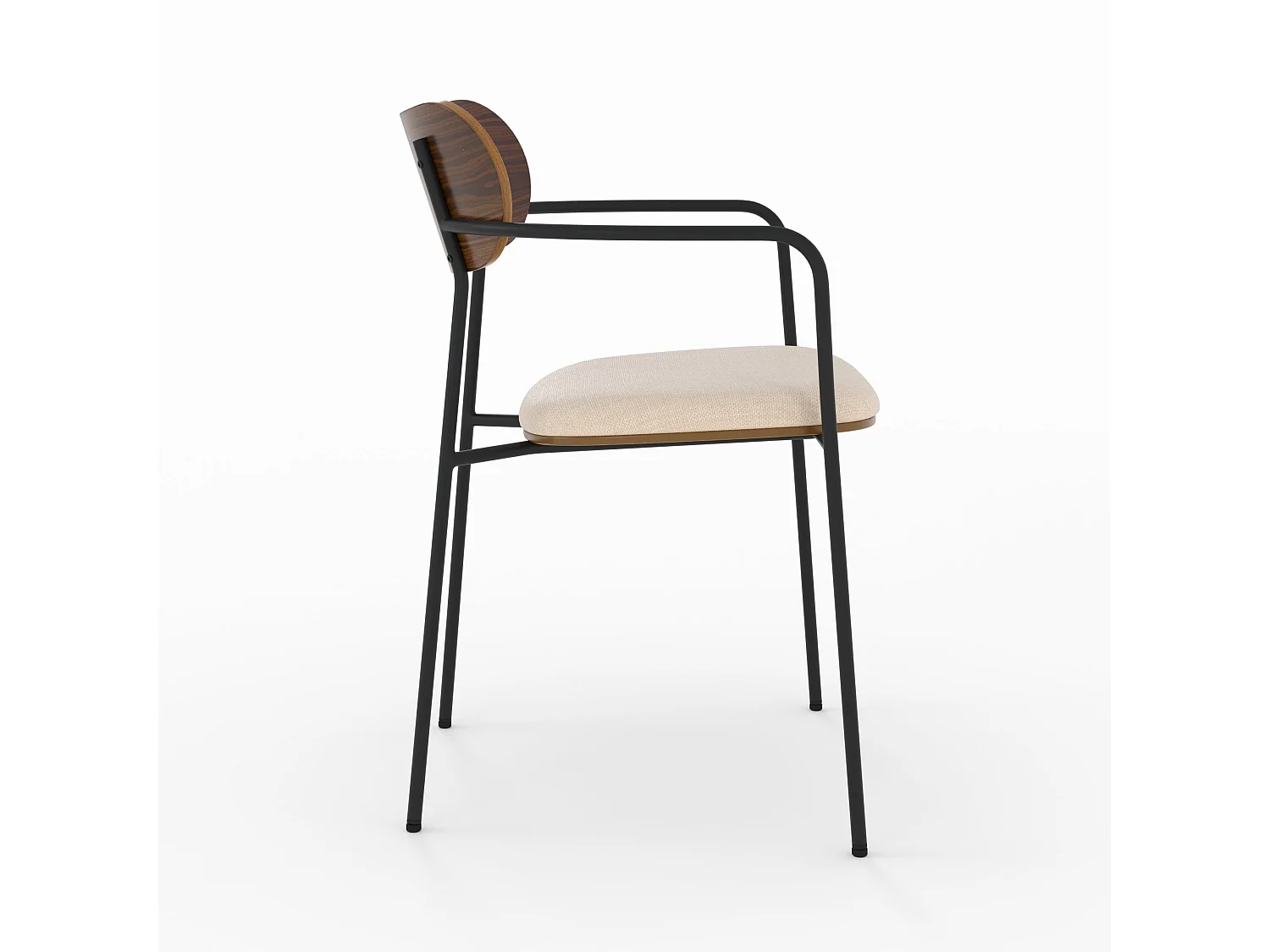 Lot de 2 chaises en tissu beige et placage en bois foncé - Marine