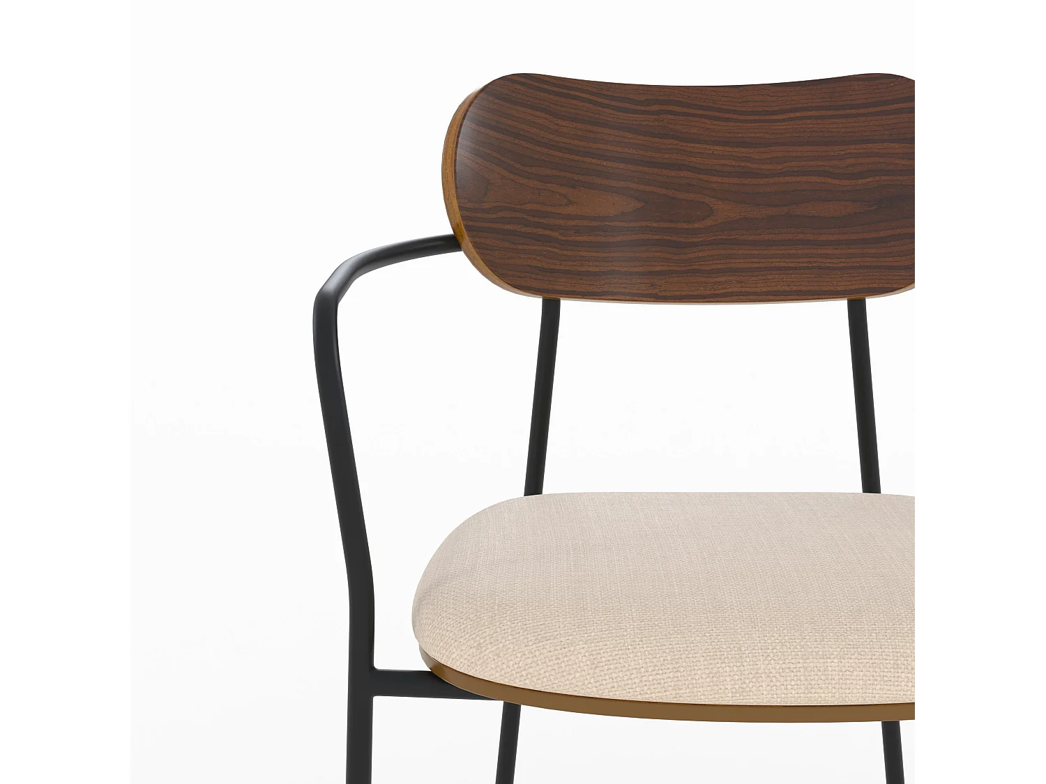 Lot de 2 chaises en tissu beige et placage en bois foncé - Marine