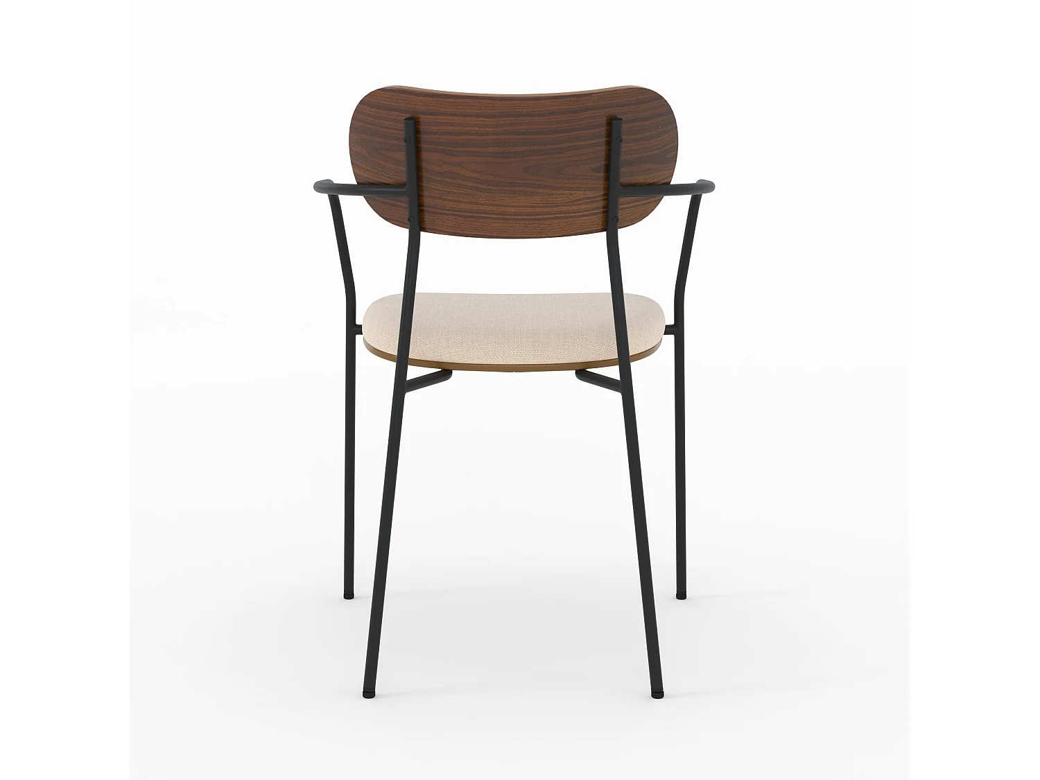 Lot de 2 chaises en tissu beige et placage en bois foncé - Marine