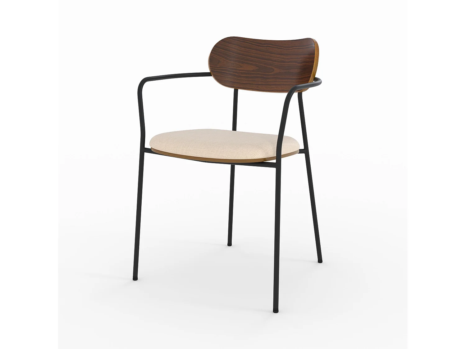 Lot de 2 chaises en tissu beige et placage en bois foncé - Marine