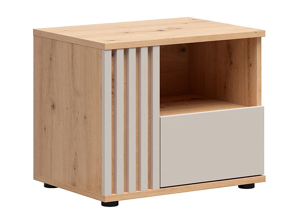 Nachttisch mit 1 Schublade links Ezra Kaschmir und Holz