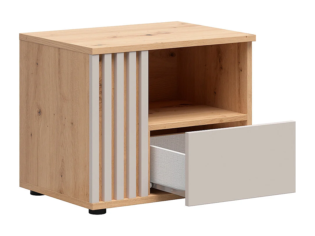 Nachttisch mit 1 Schublade links Ezra Kaschmir und Holz