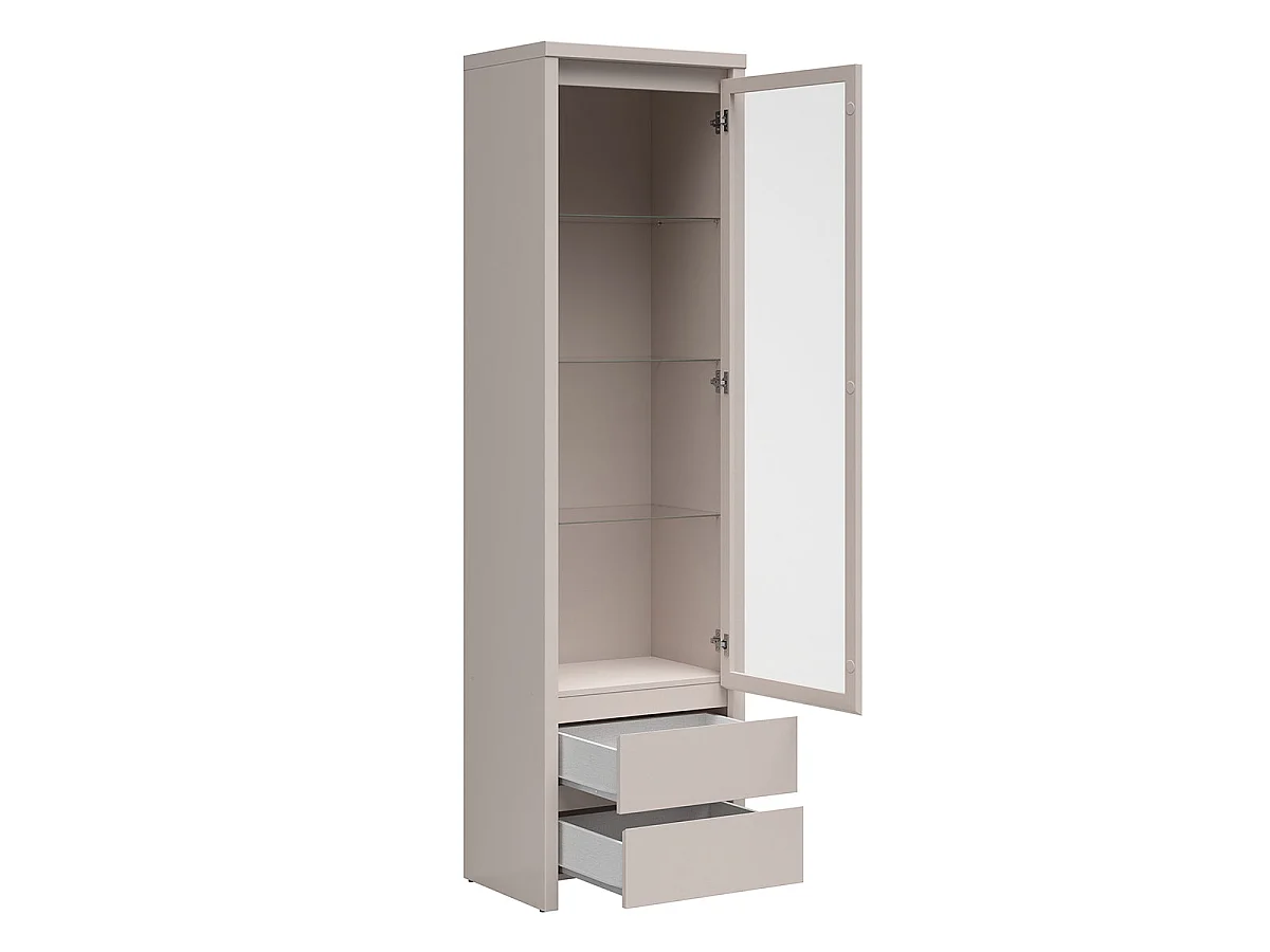 Vitrine 1 porte 2 tiroirs Soren Cachemire
