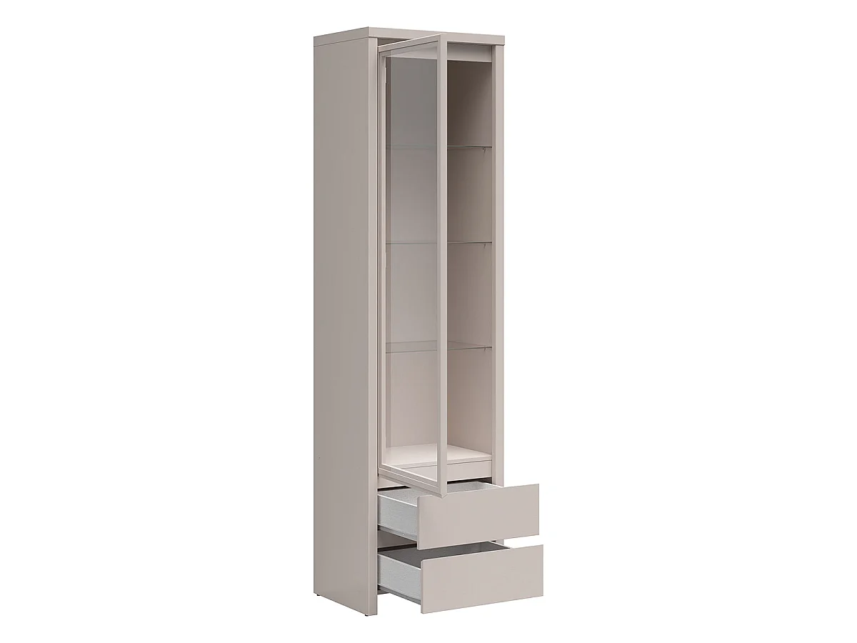 Vitrine 1 porte 2 tiroirs Soren Cachemire