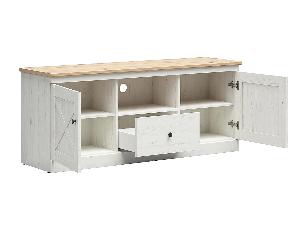 Mobile TV 2 ante 1 cassetto Victoria bianco e marrone 153cm