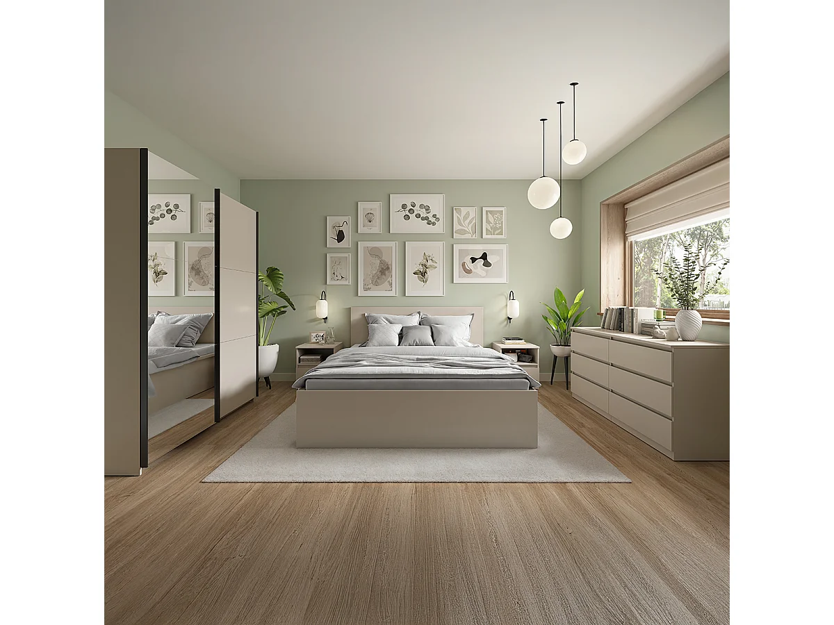 Letto con contenitore con base Edwin cachemire 160x200