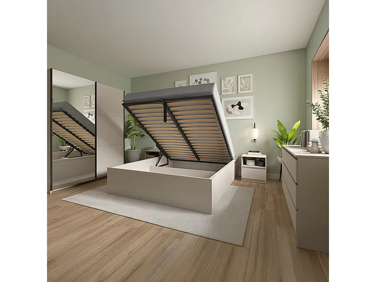 Letto con contenitore con base Edwin cachemire 160x200