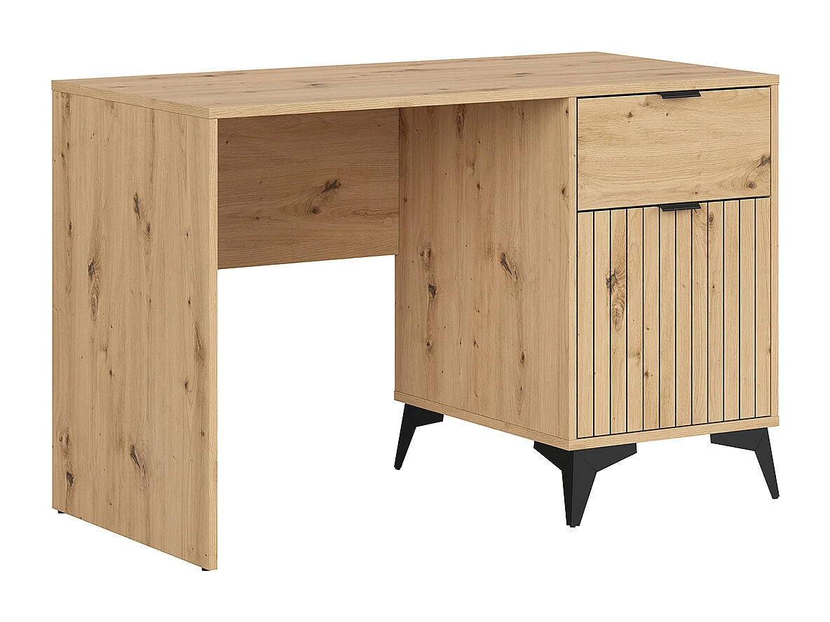 Scrivania 1 anta 1 cassetto Mao marrone effetto quercia 78cm