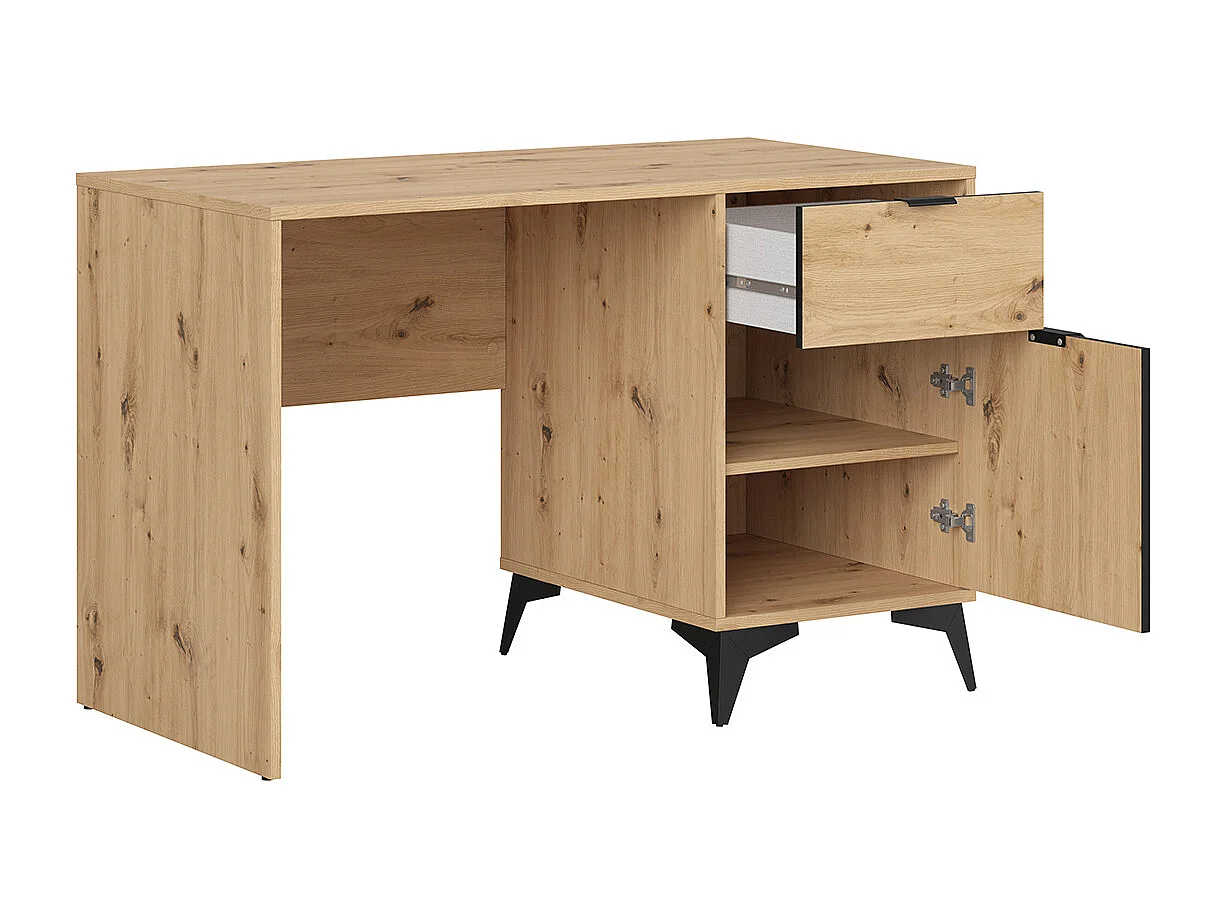 Scrivania 1 anta 1 cassetto Mao marrone effetto quercia 78cm