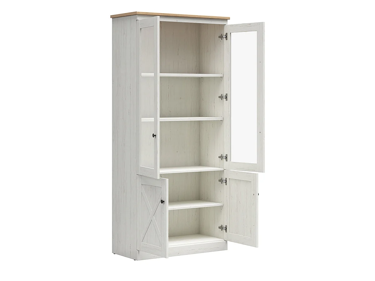 Victoria 4-türiger Geschirrschrank Weiß und Holz