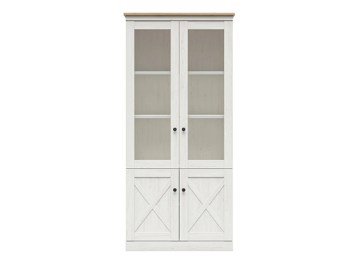 Victoria 4-türiger Geschirrschrank Weiß und Holz