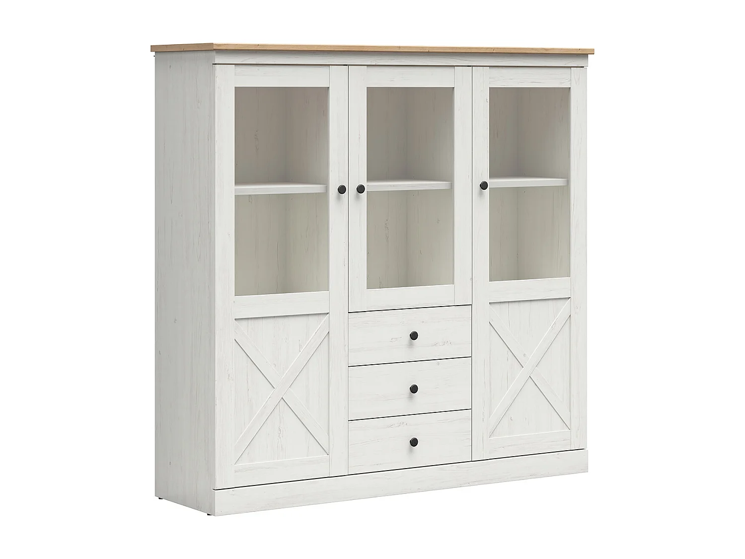 Vaisselier 3 portes 3 tiroirs Victoria Blanc et Bois