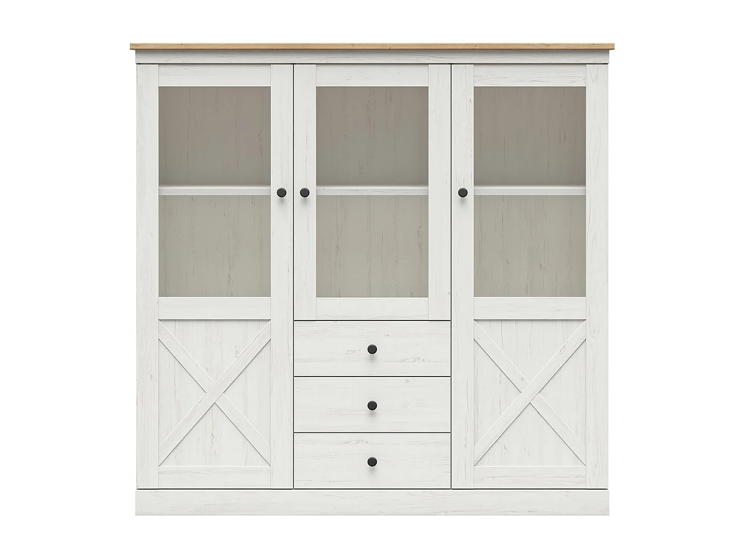 Vaisselier 3 portes 3 tiroirs Victoria Blanc et Bois