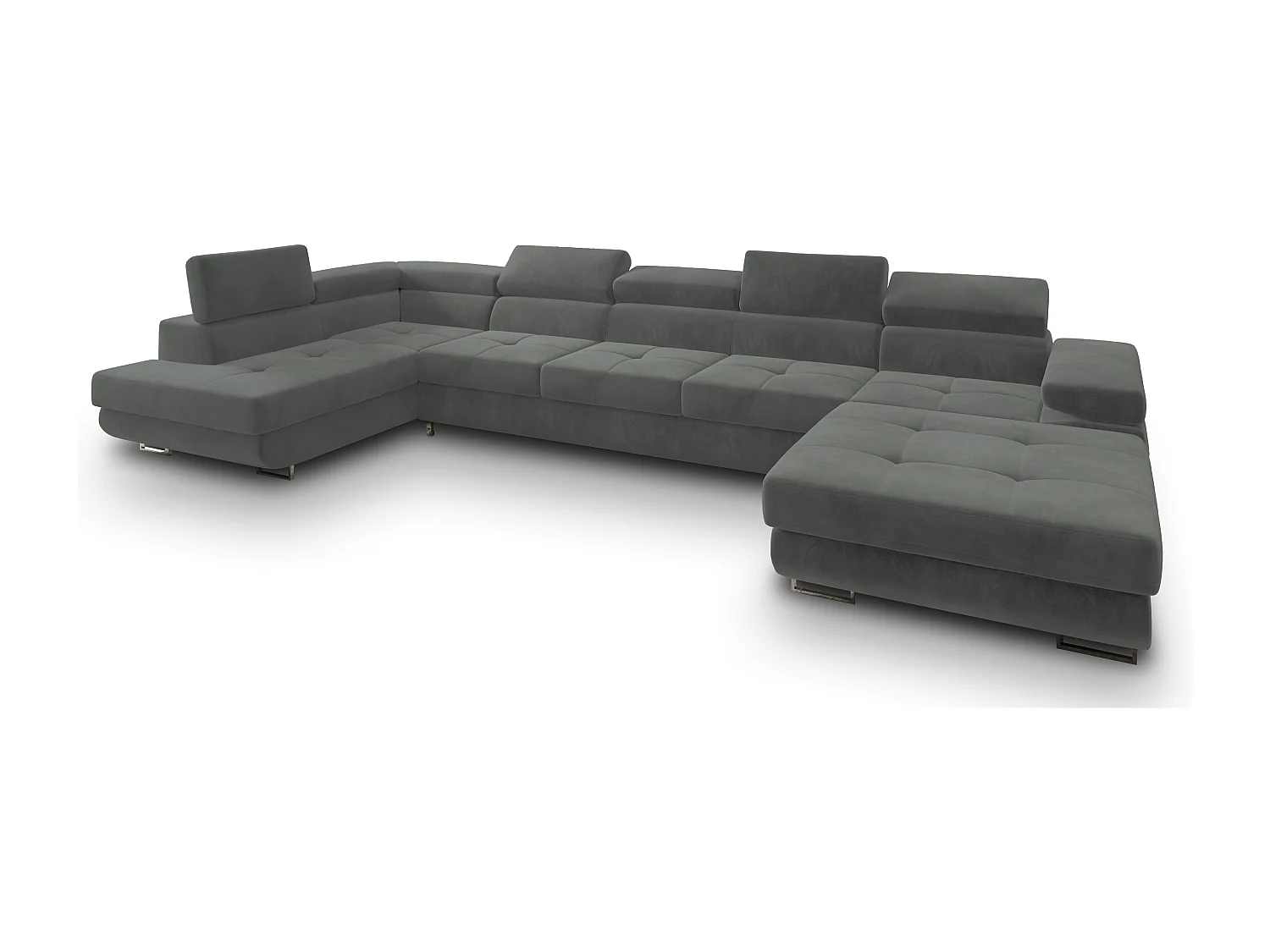 Hoekbank TORIVA van fluweel met slaapfunctie Grau